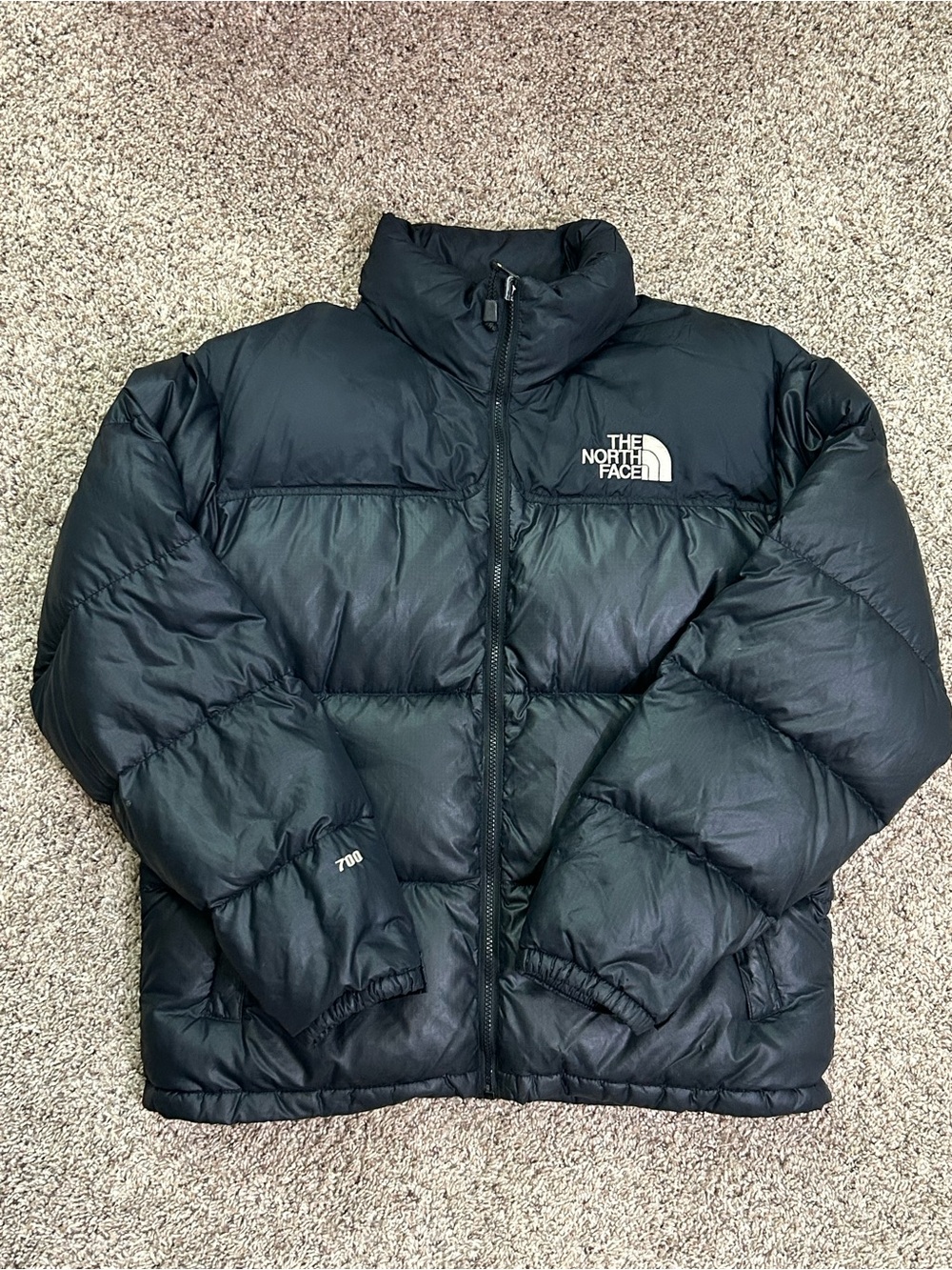 The North Face Goose Down Puffer Jacket In Glossy Black